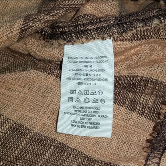 NWOT WE THE FREE Brown & Copper Striped Boho Chic Button Short Sleeve Crop Top - Picture 5 of 5